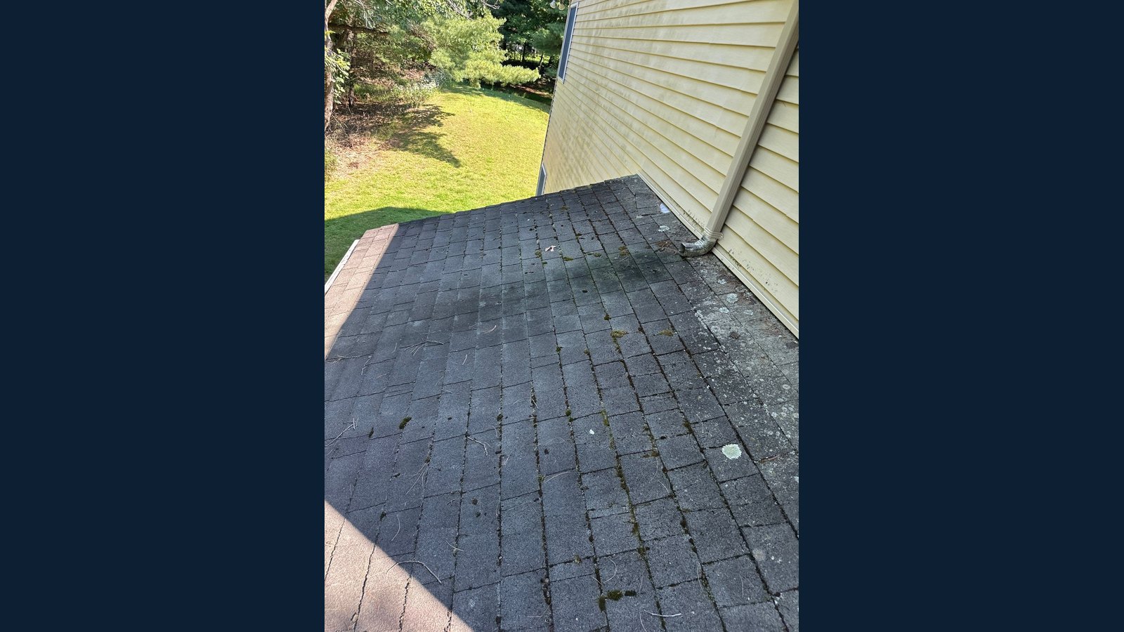 Photo 3 of 10, Before: Moss and wear on the lower roof by the back window, Sep 16