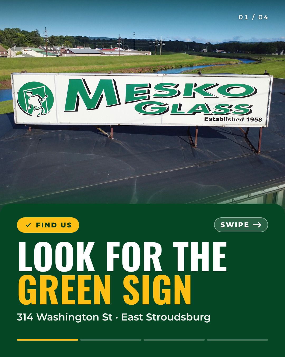 Look for the green sign, slide 1 of 4