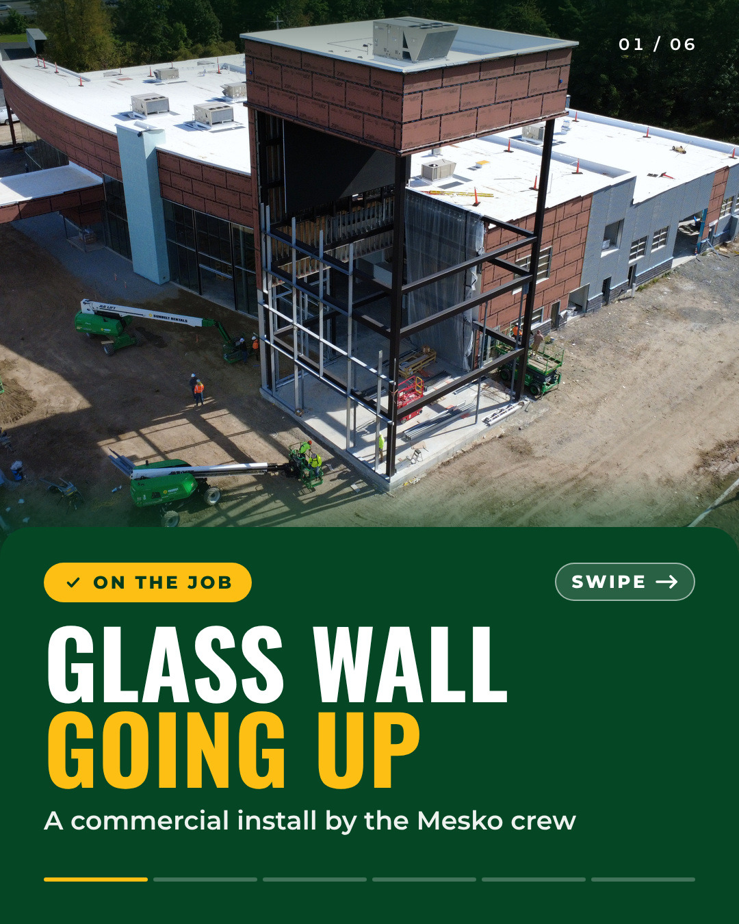 On the job: a glass wall going up, slide 1 of 6