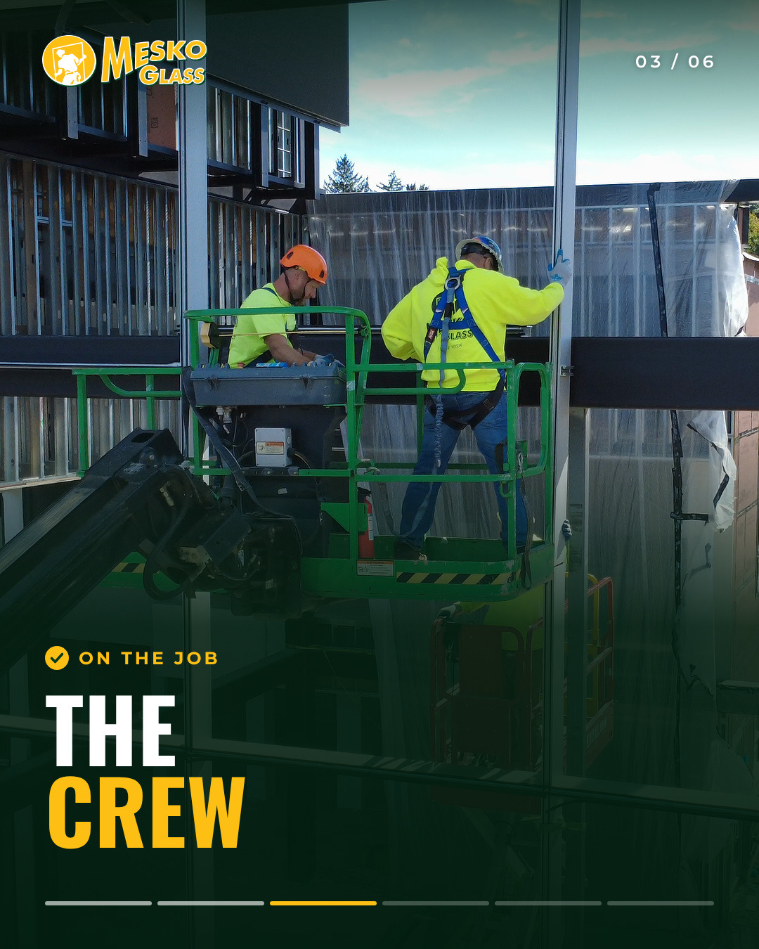 On the job: a glass wall going up, slide 3 of 6