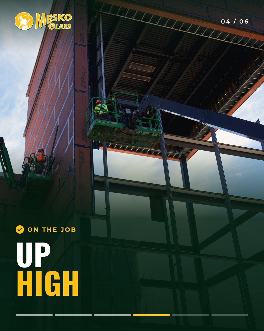 On the job: a glass wall going up, slide 4 of 6