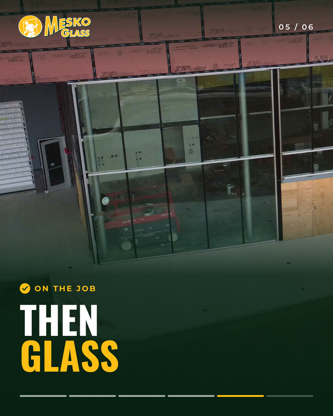 On the job: a glass wall going up, slide 5 of 6