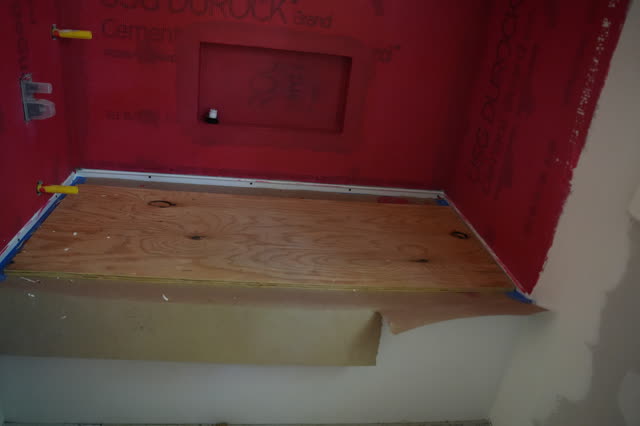 Shower, mid-build, July 24