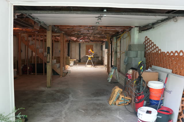 Lower level from the garage door, July 24